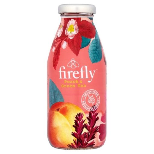 Firefly Revitalizáló őszibarack-zöld tea ízesítésű ital 330ml üveg palackban
